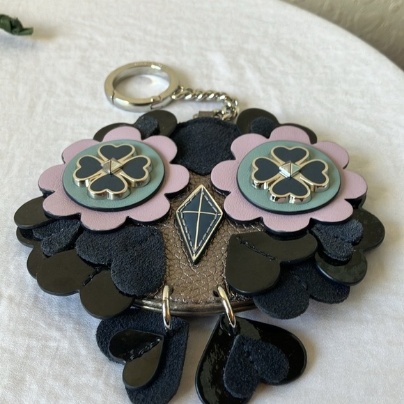 Kate Spade: Nightcap “Baby Zibbi” Owl Leather Keychain/Charm- Silver Tone- 7” - Picture 10 of 16